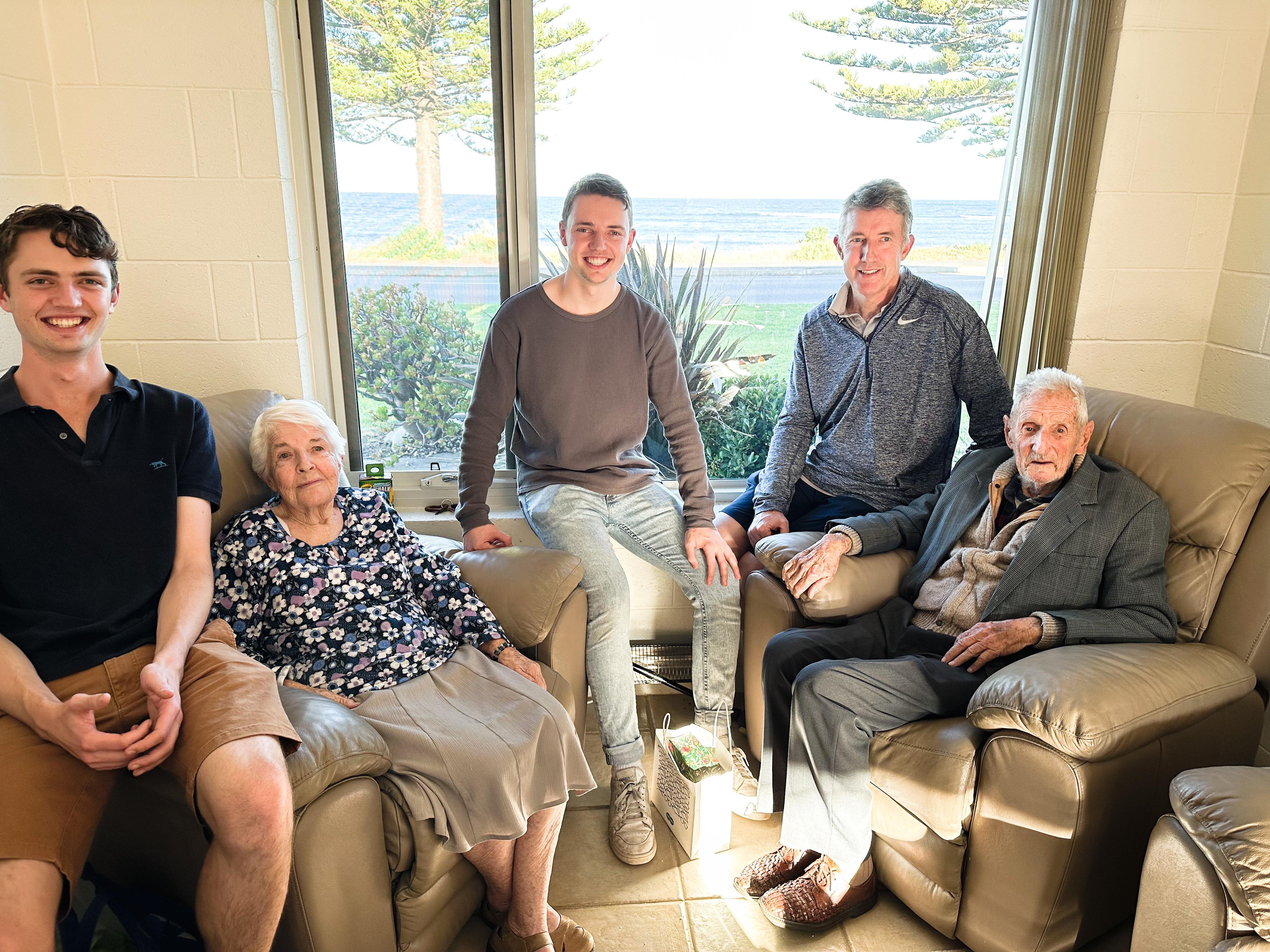 Mitch, Grandma, Me, Dad and Grandpa at Easter
